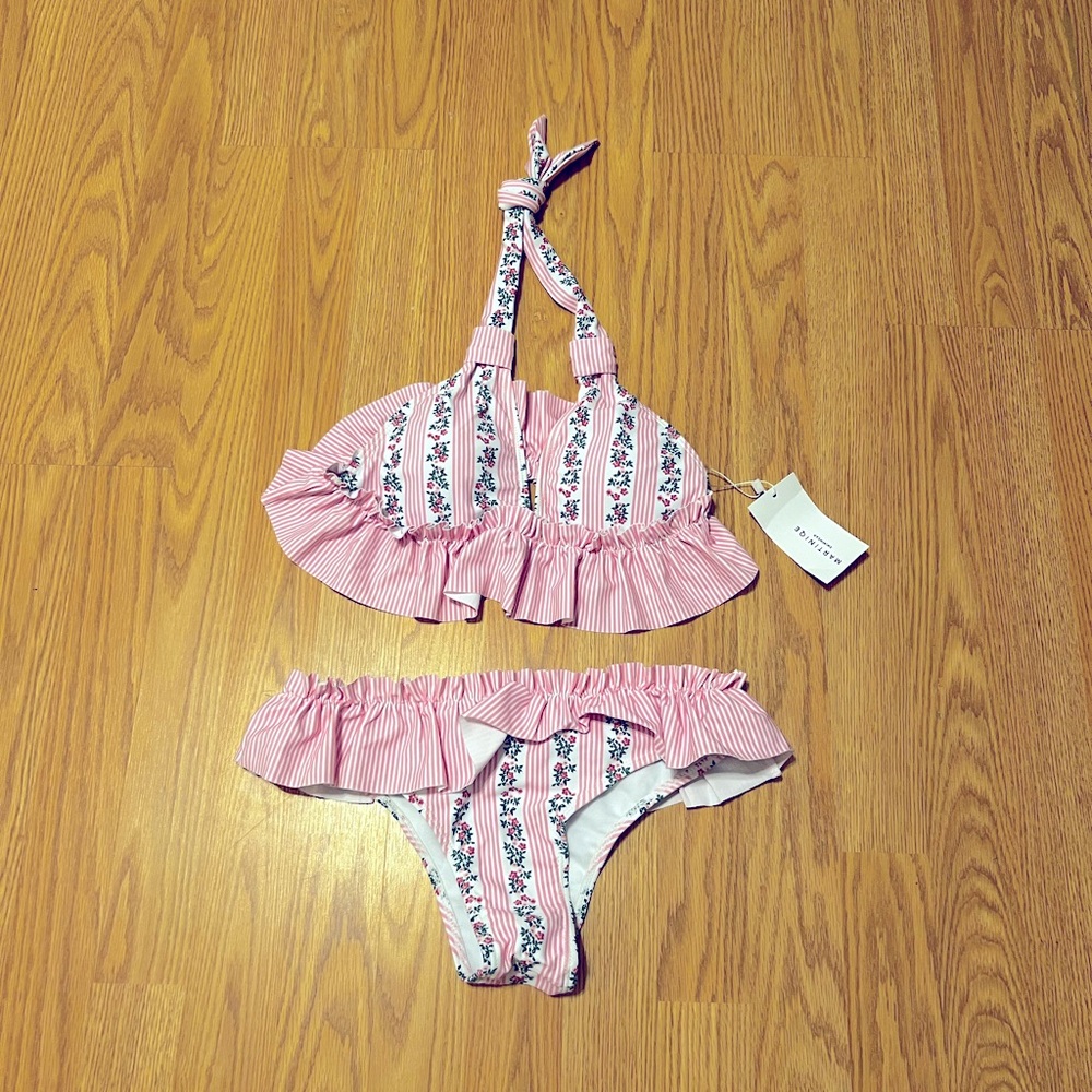 NEVER WORN* Martiniqe - size S. Pink Floral Striped Bikini Set